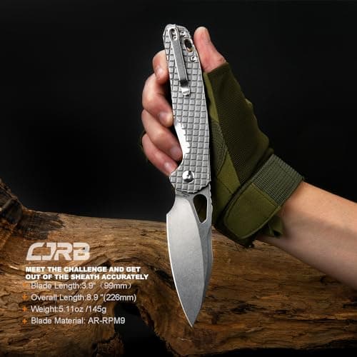 CJRB AR-RPM9 Steel Fracture Folding Knife, Button Lock, EDC, Tactical, Camping Gift (J1931)
