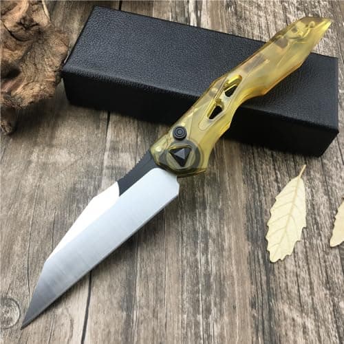 8 Inch D2 Blade Folding Knife with Button Lock and PEI Handle