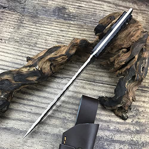 HUAAO 11.6" Katana Tanto Knife, Ebony Handle, Hunting and Camping