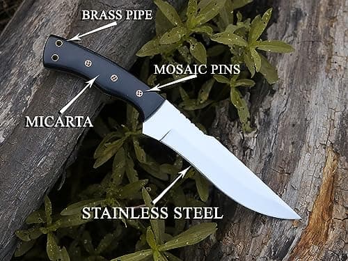 HMC Handmade Mirror Polished D2 Stainless Steel Fixed Blade Hunting Knife (Mirror)