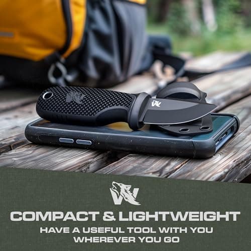 W-MINI Full Tang Neck Knife with Sheath & Necklace - EDC Fixed Blade Knife
