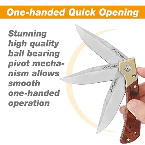 FLISSA Pocket Knife, D2 Steel Blade, Ball Bearing, Copper & Wood Handle, Liner Lock, EDC Perfect