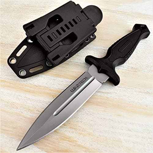 9" Tactical Survival Knife with Molle Sheath Camping Gear — Titanium Gray
