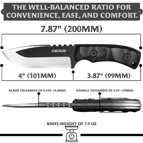 OERLA TAC DE-0014 420HC Stonewashed Camping Knife with G10 Handle