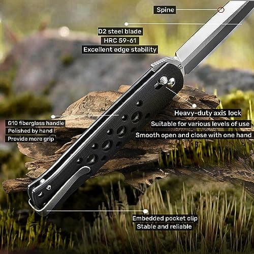 Cold Steel Axis Lock Flipper Knife, 4" D2 Steel, Clip Point, G10 Handle