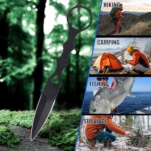 Black and White Portable Fixed Blade Knife with Kydex Sheath Camping Outdoor 440C Steel