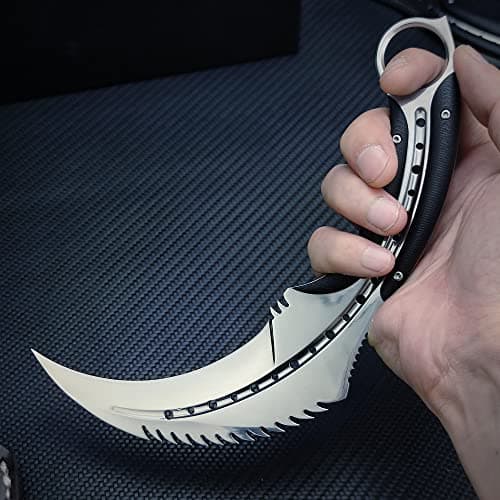 HUAAO Karambit Knife with Leather Sheath & Fixed Blade