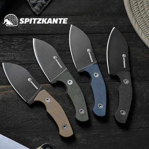 P-DA 5.5" Neck Knife, 2.8" 5Cr14MoV Stainless Steel, Mini EDC for Men, Green Sheath Included