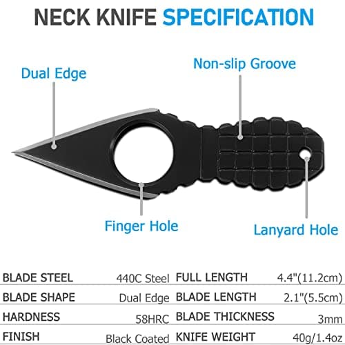 Ultra Small Fixed Blade Black Neck Knife for Men Tactical Outdoor Camp Knives