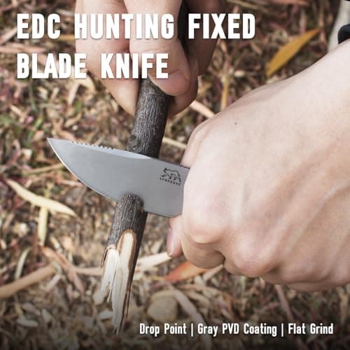 LYNXGEAR Black G10 Handle EDC Hunting Knife, 2.6" D2 Steel for Men Women