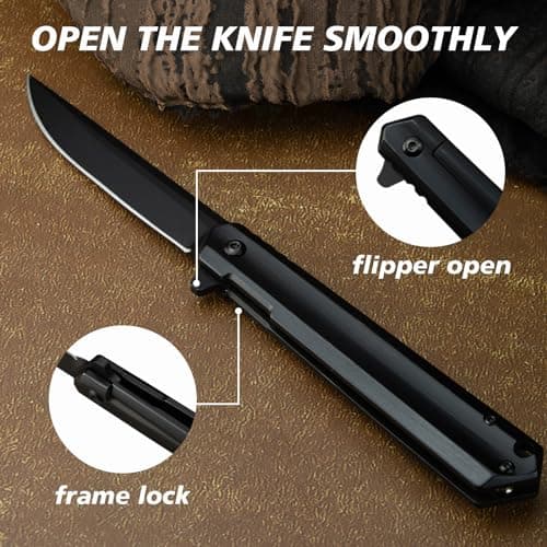 EDC Folding Knife 3.3" D2 Blade, Pocket Clip - Men & Women