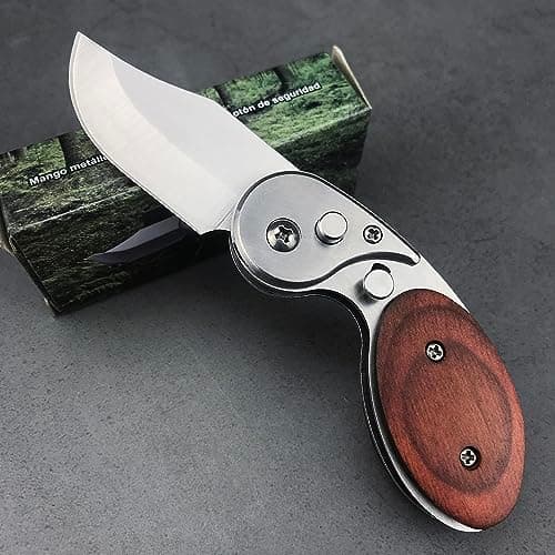 Assisted Opening Pocket Knife, 2" 5CR13MOV Blade, Wooden Handle, Perfect for Camping & Survival