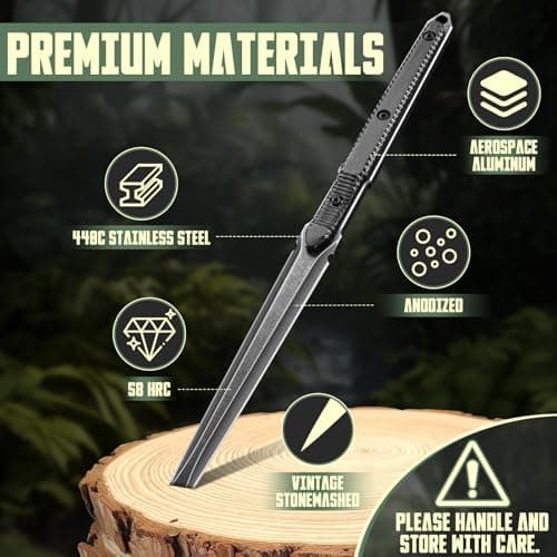 Purplebird Fixed Blade Knife with Kydex Sheath, 440C Stainless Steel Outdoor Knife for Men Camp Hunting