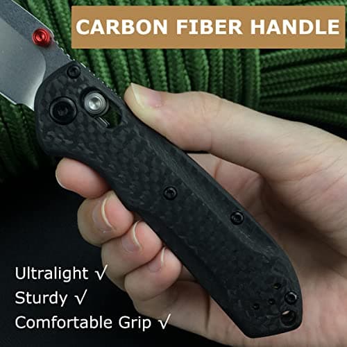 Freek Thumb Open Mini Axis Lock Knife, 2.8'' D2 Steel, Carbon Fiber Handle, EDC Pocket Knife for Camping