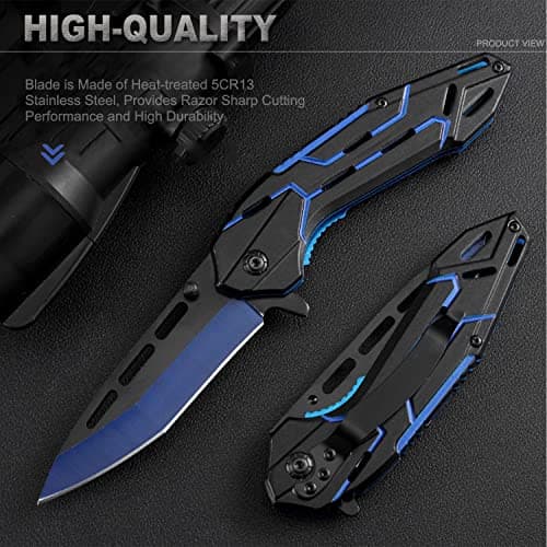 EDC Tactical Knife, Liner Lock, Stainless Steel, Ideal for Guys, Gifts for Dad, Husband, Outdoor Adventures