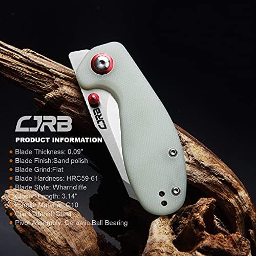 CJRB Maileah G10 Handle Folding Knife, 2.39" AR-RPM9 Blade, Natural Green for Men Outdoor Survival