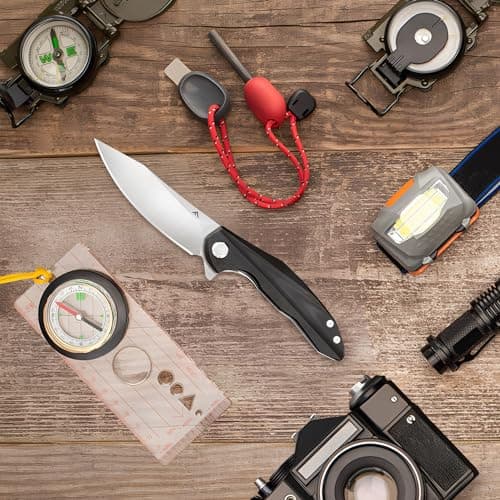 Folding Pocket Knife with D2 Steel Blade and G10 Handle for Men
