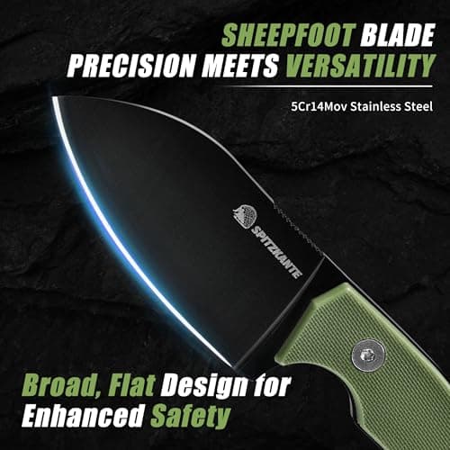 P-DA 5.5" Neck Knife, 2.8" 5Cr14MoV Stainless Steel, Mini EDC for Men, Green Sheath Included