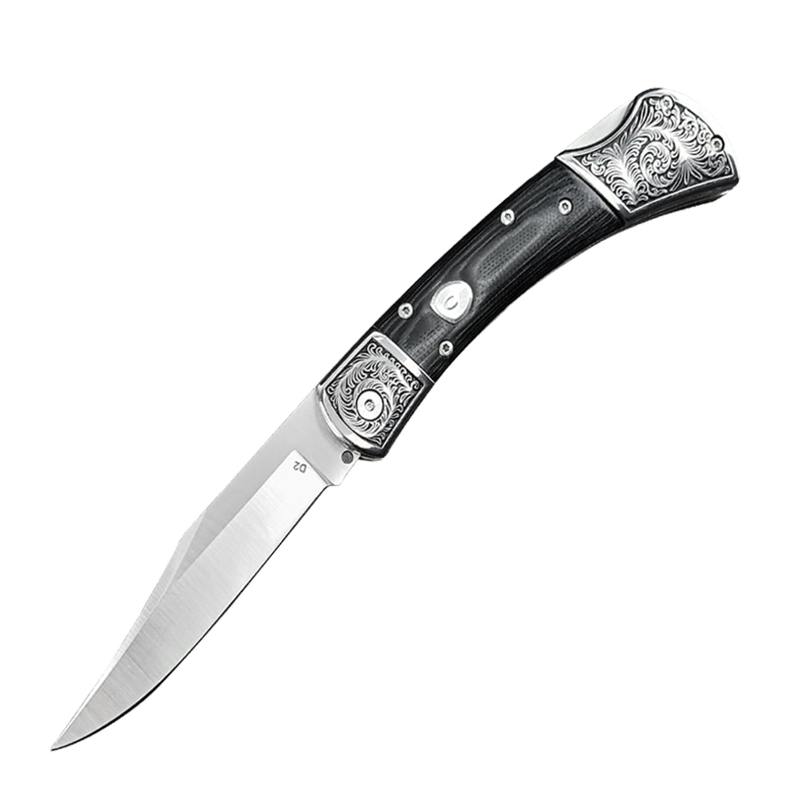 HUAAO 8.6 Folding Pocket Knife with D2 Steel Blade and Micarta Handle - Perfect Gift for Men (Black)