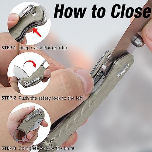 FLISSA Desert Tan 4" Utility Knife, 8Cr13MoV Blade, Liner Lock, EDCPocket KnifeClip&Bottle Opener