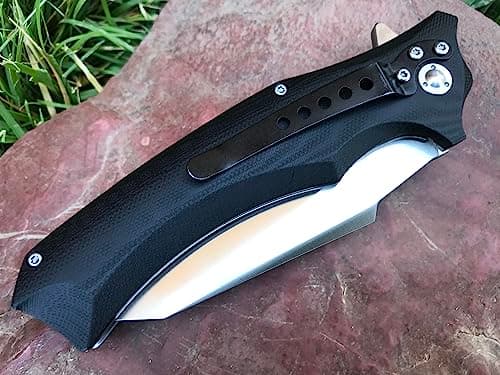 Tactical Gearz Vex Pocket Folding Knife, G10 Handle, 9Cr18MoV Stainless Steel Blade, Sheath Included