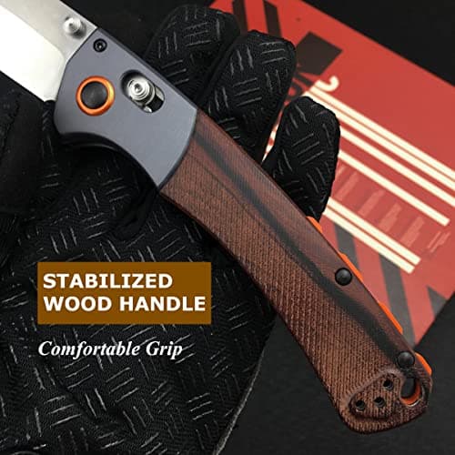 Everyday Carry Crooked River EDC Knife: 3.7 D2 Steel Blade, Wood Handle, Manual Folding with Belt Clip for Camping