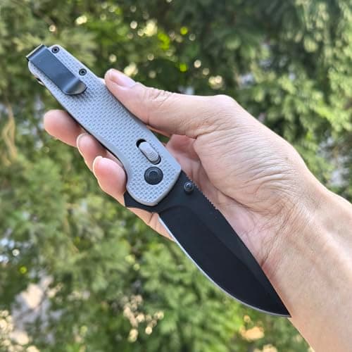 Axis Lock EDC Knife, Gray Fiberglass Handle, Coated Blade, LightweightPocket Carry