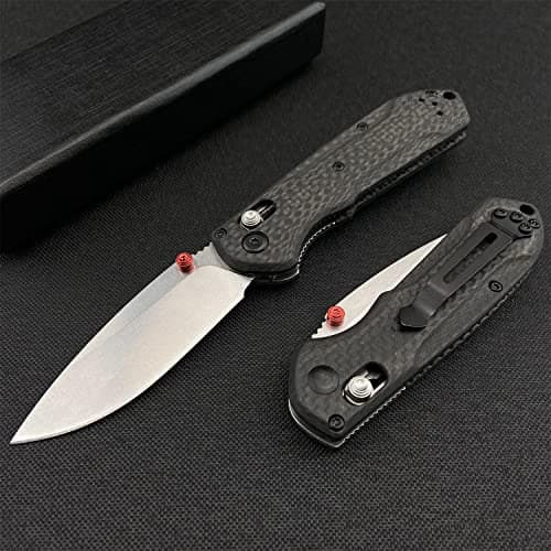 HUAAO Mini Folding Knife with 2.8in D2 Steel Blade and Carbon Fiber Handle for EDC Camping
