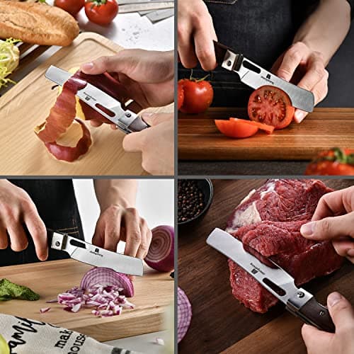 4.8" Sharp 440A Stainless Steel Folding Chef Knife with Wood Handle for Outdoor Cooking