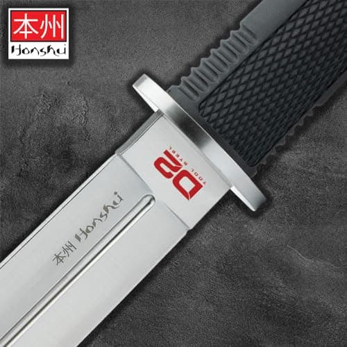 Honshu D2 Fighter Knife | D2 Tool Steel Blade, Full Tang, Rubberized Grip | 7.5" Blade, 13.25" Overall
