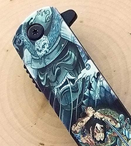 Falcon Folding Pocket Knife with Japanese Art Design Handle — Demon-01