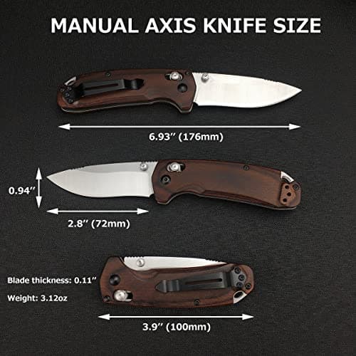 Axis Lock North Fork 15031-2 Manual Knife, 2.8" D2 Steel, Wood Handle, EDC Folding Knife