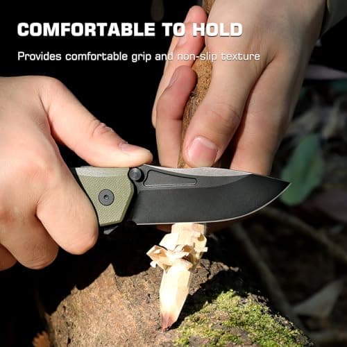 Rhino 0210 D2 Steel EDC Pocket Knife, Durable G10 Handle, Folding for Men, Camping & Hiking
