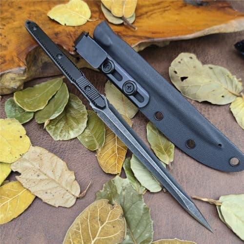 Tactical Fixed Blade Knife, 440C Steel, Aerospace Aluminum Handle, Kydex Sheath for Survival, Hiking, Camping