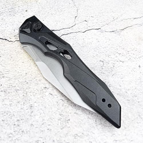 HUAAO SpeedSafe Folding Knife with 3.5in D2 Blade and Aluminum Handle - Perfect Everyday Carry for Camping and Gifts for Men