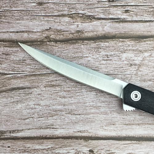 HUAAO Gentleman's Pocket Knife, 7.8 Inch Flipper, 8Cr13Mov Blade, Glass Reinforced Nylon Handle, Liner Lock (White Blade