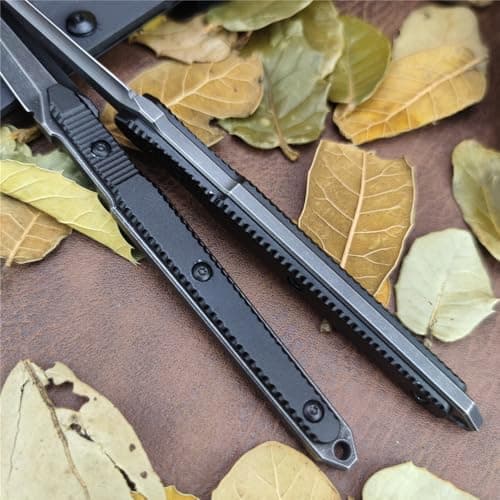 Tactical Fixed Blade Knife, 440C Steel, Aerospace Aluminum Handle, Kydex Sheath for Survival, Hiking, Camping