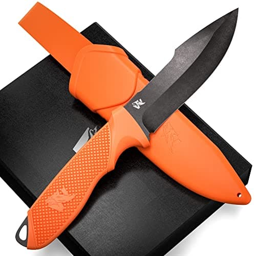 ODENWOLF Full Tang Survival Knife - D2 Steel Bushcraft and Camping EDC — Orange - Stonewash