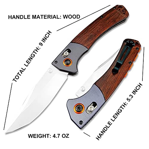 HUAAO Crooked River Folding Knife With D2 Blade For Outdoor Activities (Dark Brown Wood)