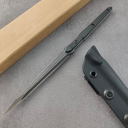 Tactical Fixed Blade Knife, 440C Steel, Aerospace Aluminum Handle, Kydex Sheath for Survival, Hiking, Camping
