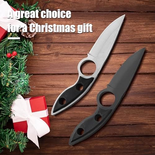 Omesio 6.69 Inch Tactical Mini Hunting Knife, Black EDC Outdoor Gift