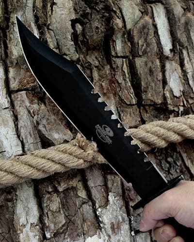Mossy Oak Survival Hunting Knife, 15-inch Fixed Blade Bowie Knife with Sheath, Sharpener & Fire Starter
