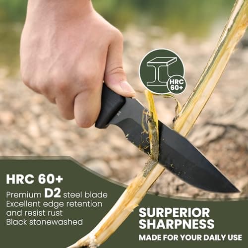 Bushcraft Survival Fixed Blade Knife D2 Steel G10 Handle