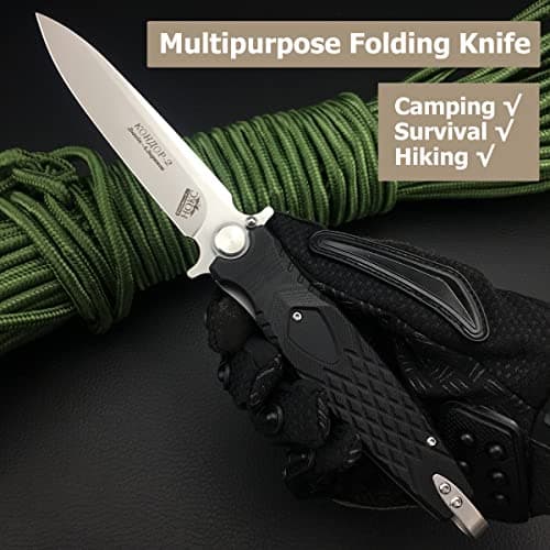 Pocket Knife with Flipper Assisted Opening for Men, 4.3'' D2 Steel Blade, G10 Handle, Liner Lock, Deep Carry Belt Clip