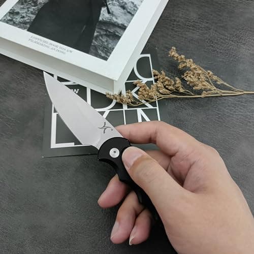 HUAAO 7.5” Assisted Opening Folding Pocket Knife with 2.8” D2 Blade and Aluminum Handles for EDC