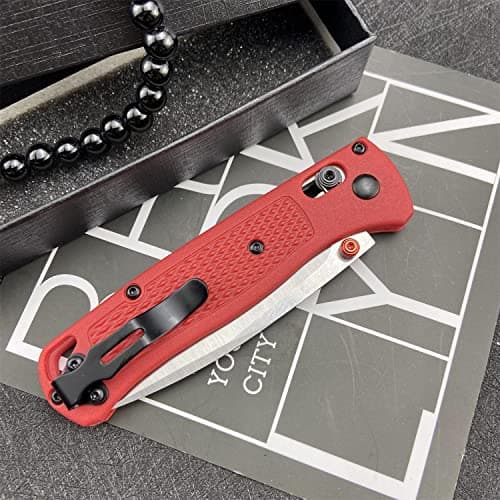 HUAAO Red Plain Edge Axis Lock Knife with Fiberglass Handle (Satin Finish)