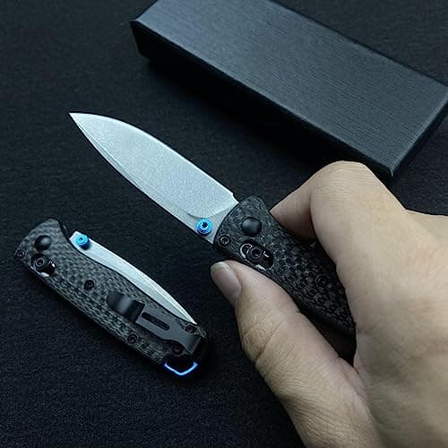 HUAAO Mini Bugout Knife, Axis Lock, 8Cr18MoV Blade, Carbon Fiber Handle, EDC Folding Knife for Camping