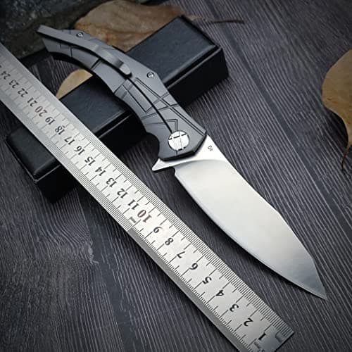 HUAAO 4.3'' D2 Blade Flipper Knife with G10 Handle for Outdoor Survival