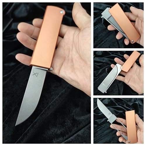 Men's Cool Reversal Pocket Knife, D2 Blade, Manual Open, T6 Aluminum Handle (Black)
