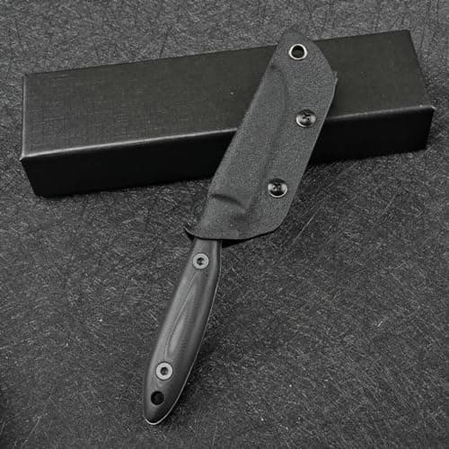 DC53 Steel Tactical Fixed Blade Knife with Kydex Sheath for Men EDC (Black G10 Handle)